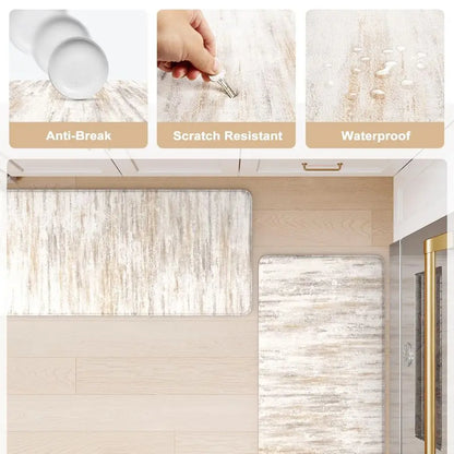 Anti Fatigue Kitchen Mats for Floor 2 Piece, Cushioned Abstract Kitchen Rugs, Memory Foam.