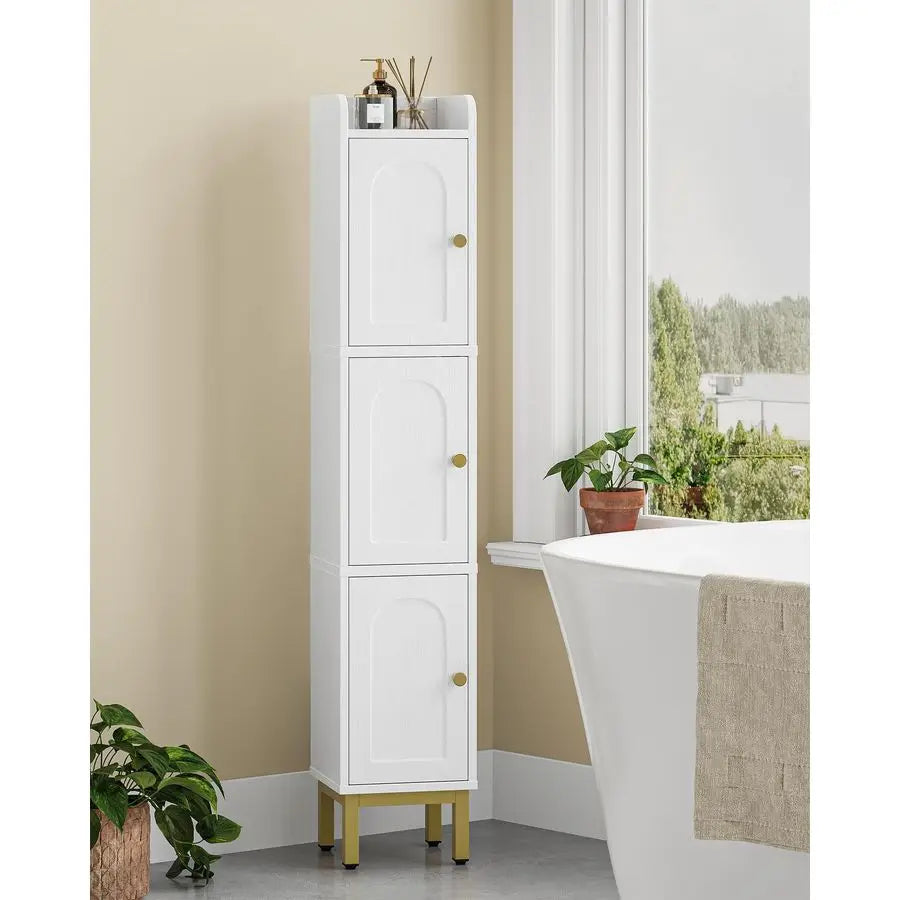 Bathroom Storage Cabinet, Narrow Bathroom Organizers and Storage with 4 Adjustable Feet.