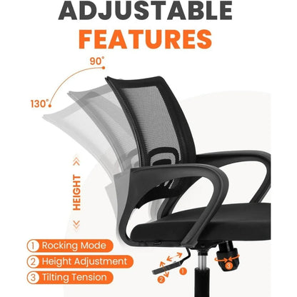 NEO CHAIR Black Mesh Gaming Office Chair Mid Back Lumbar Support Adjustable Height, Swivel.