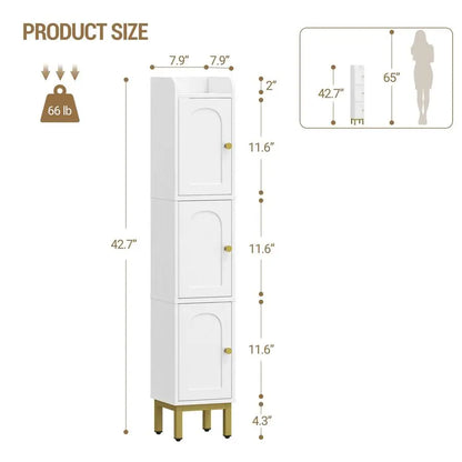 Bathroom Storage Cabinet, Narrow Bathroom Organizers and Storage with 4 Adjustable Feet.