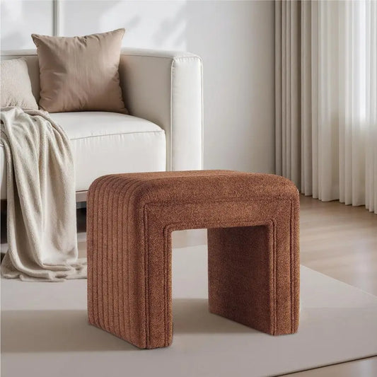 Set Style Vanity Stool Chair, Modern Boucle Ottoman Foot Stool, Sofa Bench.