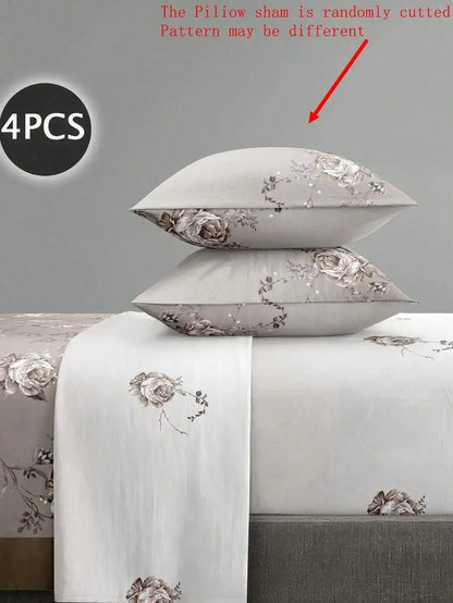 4PCS Zebra Print Bedding Set - Microfiber Sheet Set with Deep Pocket Fitted Sheet