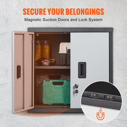 Foldable Wall Cabinet Metal Garage Locker Mounted Tool Chest Adjustable Shelf Magnetic Door.
