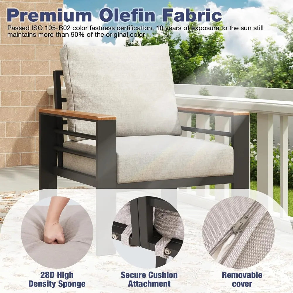 Aluminum Patio Furniture Set 7 Seats, Oversized Outdoor Sectional with Washable Thick Cushions, Waterproof.