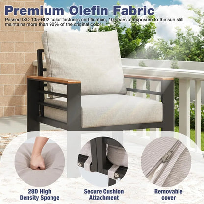 Aluminum Patio Furniture Set 7 Seats, Oversized Outdoor Sectional with Washable Thick Cushions, Waterproof.