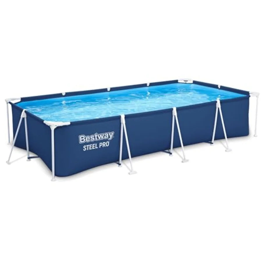 13 Foot x 32 Inch Rectangular Above Ground Outdoor Pool Steel Framed Vinyl Swimming Pool.