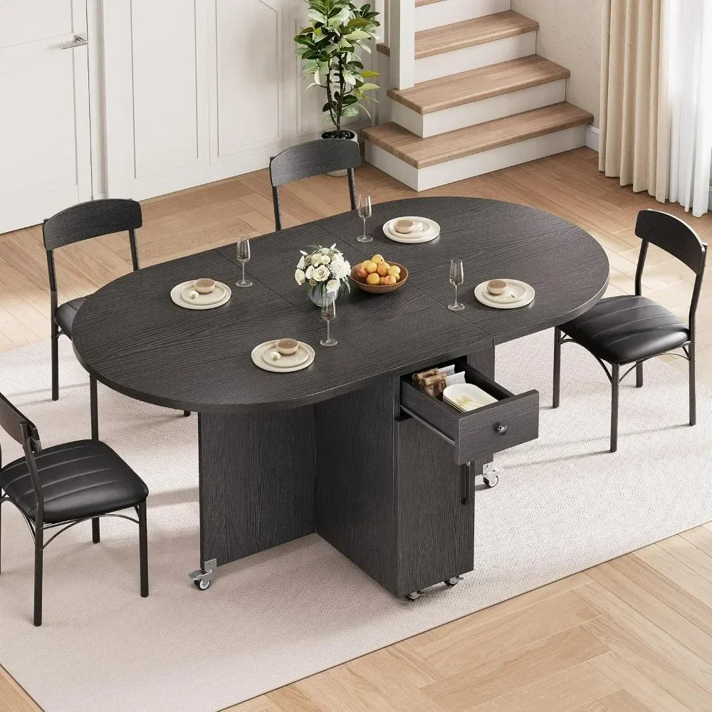 Compact 4-Person Folding Dining Set: Space-Saving Kitchen Table and Chairs Combo
