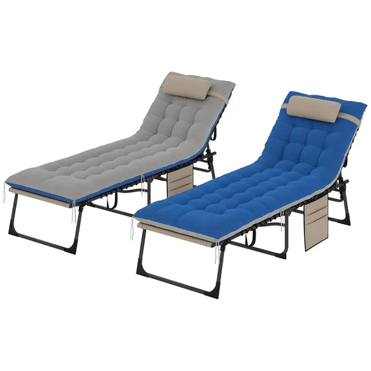 Chaise Lounge Chair Outdoor Set of 2, 5-Position Adjustable Outdoor Pool Lounge Chairs.