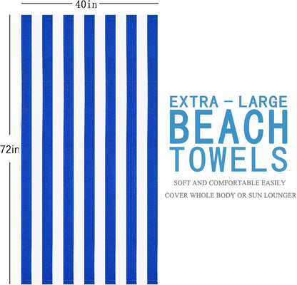 6-Pack Oversized Beach Towels, 72x40 Inch, Super Absorbent for Pool, Soft & Thin Terry Set for Adults