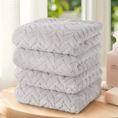 Solid Color Towel Set of 4pcs, Ultra Soft   Highly Absorbent, 4 Color Options.