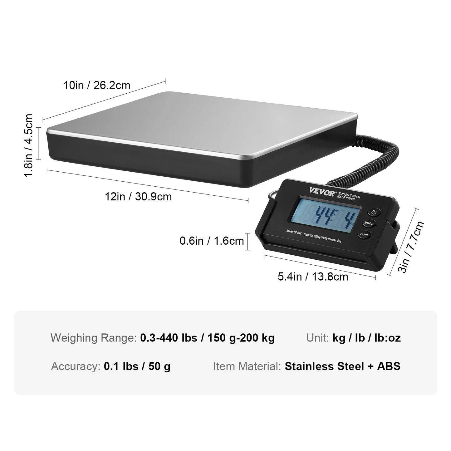 Split Type Digital Shipping Scale Postal Mailing Weighing Scale with HD LCD Screen for Luggage.