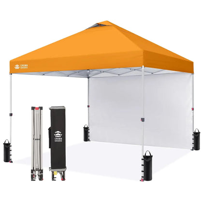 10x10 Pop Up Canopy with 1 Side Wall - Tent with One Push Setup - Outdoor Sun Shade for Events.