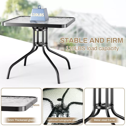 Patio Dining Set 5 Pieces, All Weather Outdoor Furniture W/ 30"x30" Table and 4 Stackable Chairs.
