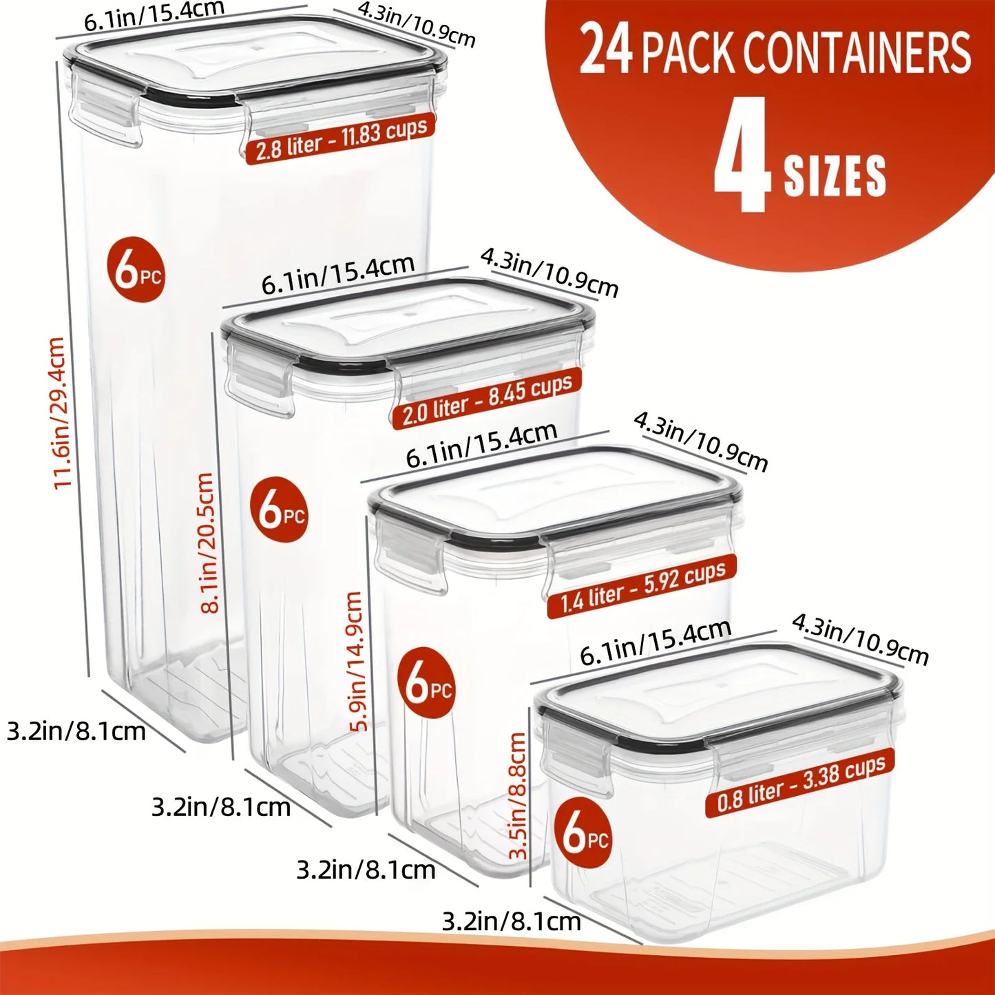 24Piece Airtight Food Storage Containers Set BPA-Free Plastic Canisters - Pantry Organizer with 40Labels