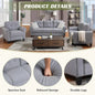 [Best Seller!]3-Piece Living Room Sectional Sofa Set, Modern Style Button Tufted Linen Loveseat & Sofa.