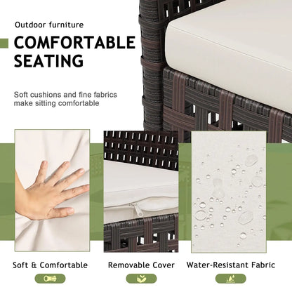 Outdoor 3 Piece Patio Furniture Set Wicker Chairs with Glass-top Coffee Table for Balcony, and Porch.