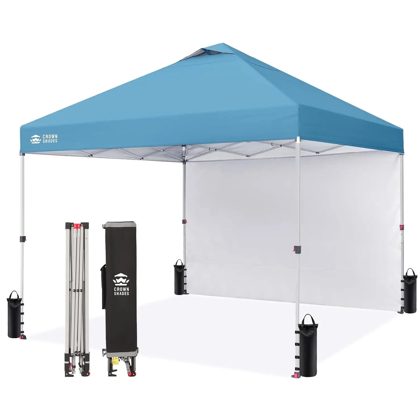 10x10 Pop Up Canopy with 1 Side Wall - Tent with One Push Setup - Outdoor Sun Shade for Events.