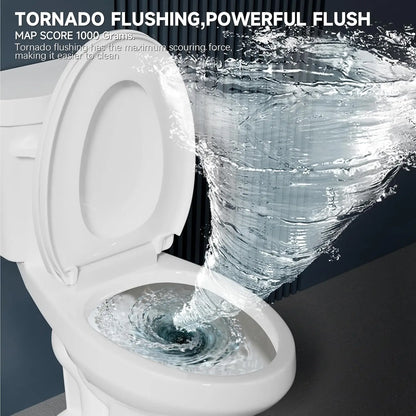 Elongated Extra Tall Toilet 21 Inch for Seniors 1.28 GPF Tornado Flush.
