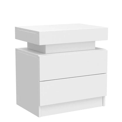 Nightstand Set of 2 LED Nightstand with 2 Drawer, Bedside Table, Customized.