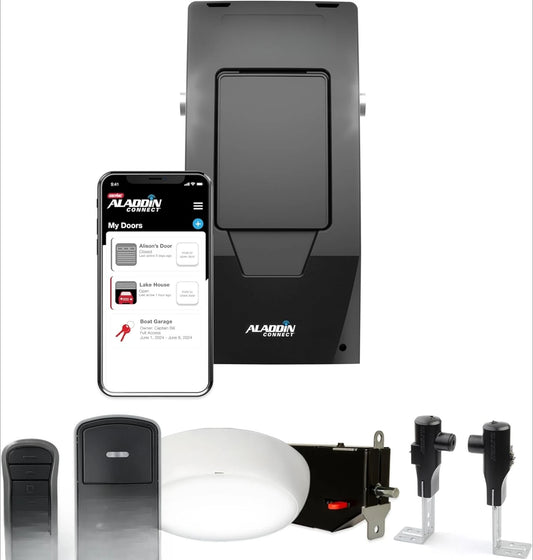 6172H-O Wall Mount Smart Garage Door Opener with Aladdin Connect, Wall Mounted- Space Saving Opener.