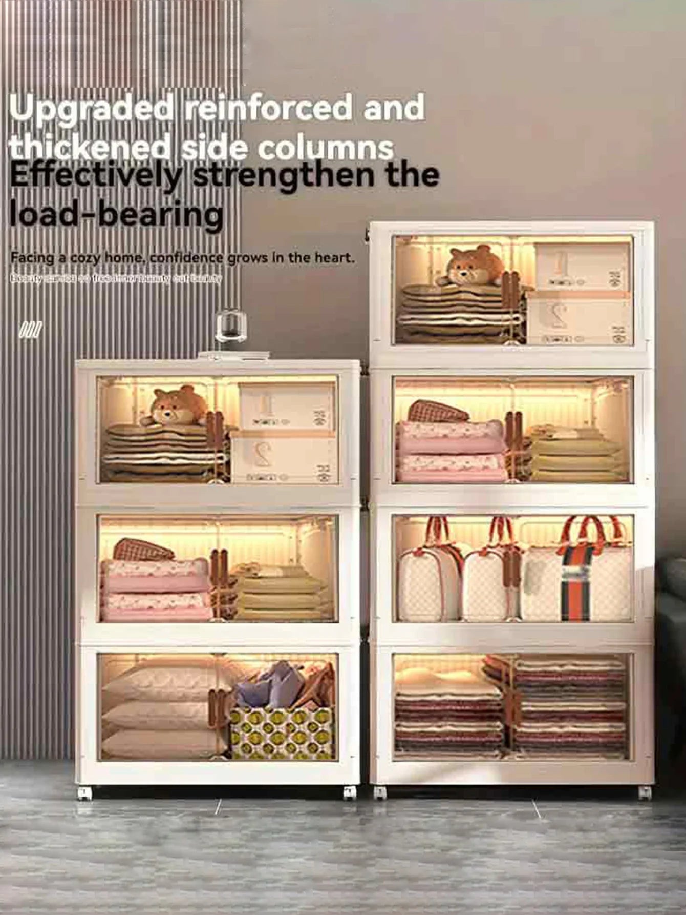 5layer Versatile 1-5 Layer Folding Storage Cabinet with Magnetic Doors - Dustproof, Waterproof for Clothes