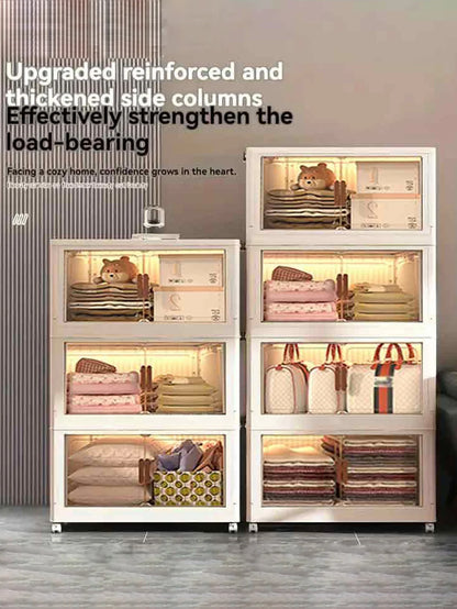 5layer Versatile 1-5 Layer Folding Storage Cabinet with Magnetic Doors - Dustproof, Waterproof for Clothes