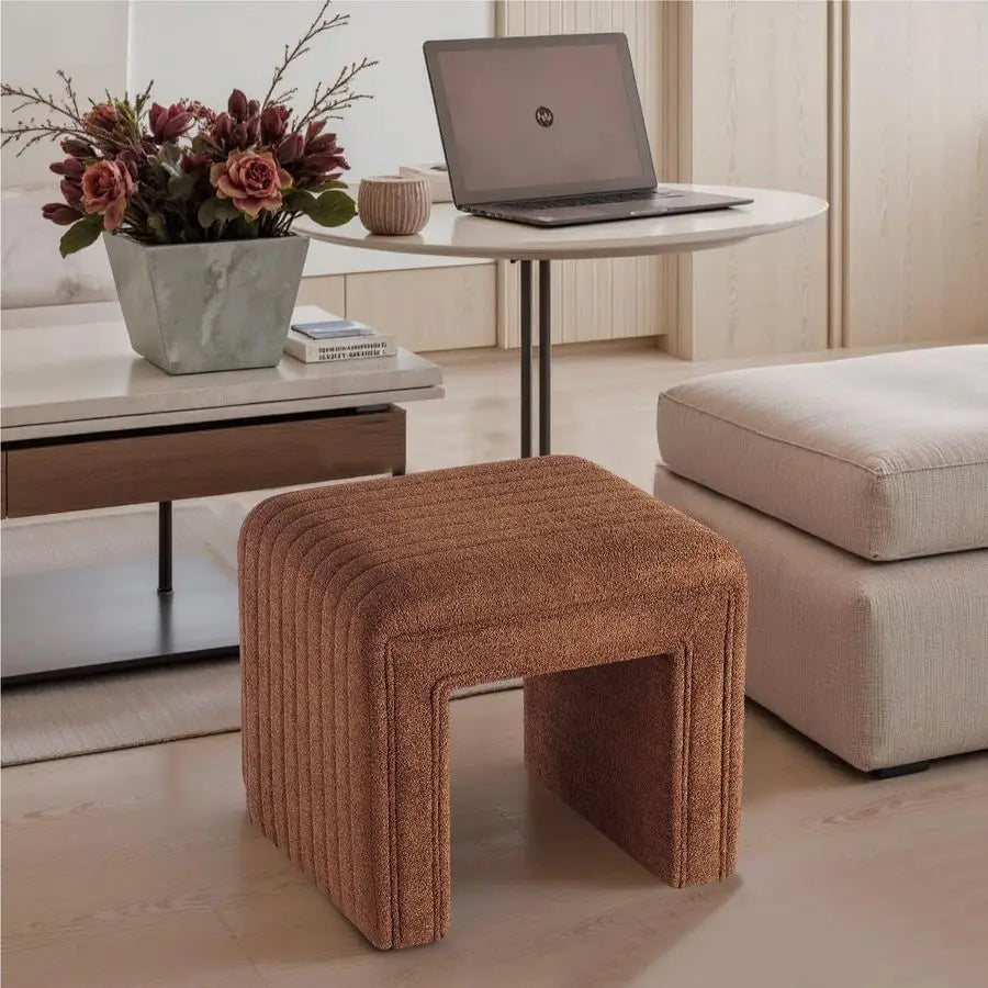 Set Style Vanity Stool Chair, Modern Boucle Ottoman Foot Stool, Sofa Bench.
