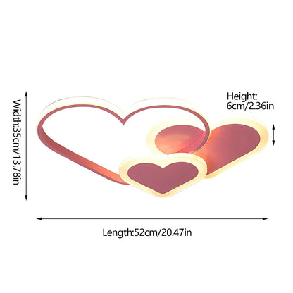 Heart-Shaped LED Ceiling Lamp with Remote Control, Adjustable Color Temperature.