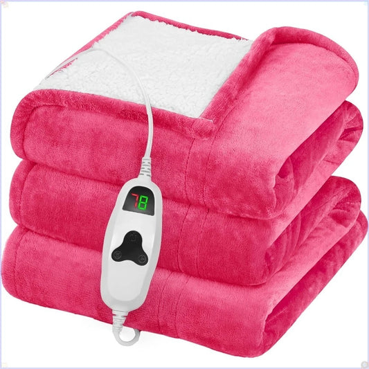 Heated Blanket Electric Throw 50"X60", with 10 Heat Levels 8 Hours Auto-Off, Fleece Soft  Blanket