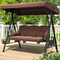 3-Seat Outdoor Porch Swing with Adjustable Canopy Removable, Adult Outdoor Swings for Porch.