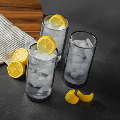 6-Pack 16oz Double Wall Glass Set, Insulated Drinking Glasses for Iced Beverages & Cocktails.
