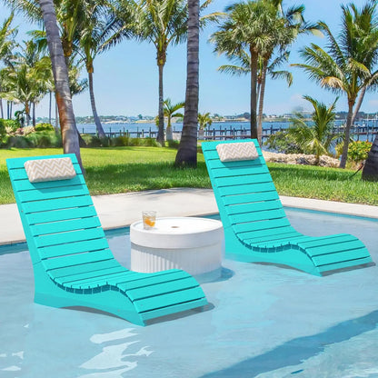 Pool Lounge Chairs Set of 2, Pool Lounge Chairs up to 10-Inches of Water, with Headrest.