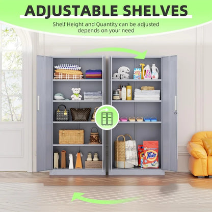 Metal Garage Storage Cabinet, Locking Doors & Adjustable Shelves Tall Storage for Home