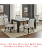 Contemporary 7pc Dining Set with White Faux Marble Rectangular Table and Full Back Upholstered Chairs.