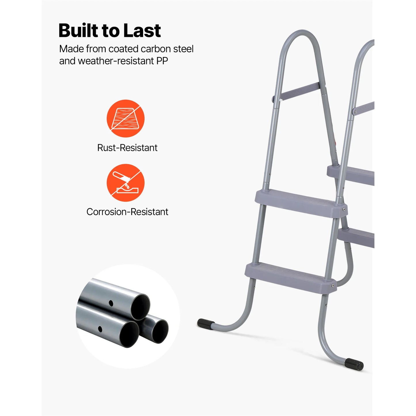Above Ground Pool Ladder A-Frame Swimming Pool Stairs for High Wall with Non-Slip Sturdy Wide Step