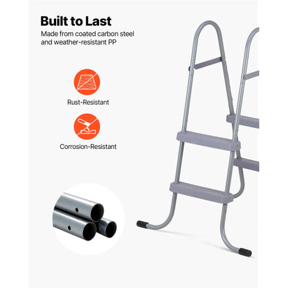 Above Ground Pool Ladder A-Frame Swimming Pool Stairs for High Wall with Non-Slip Sturdy Wide Step