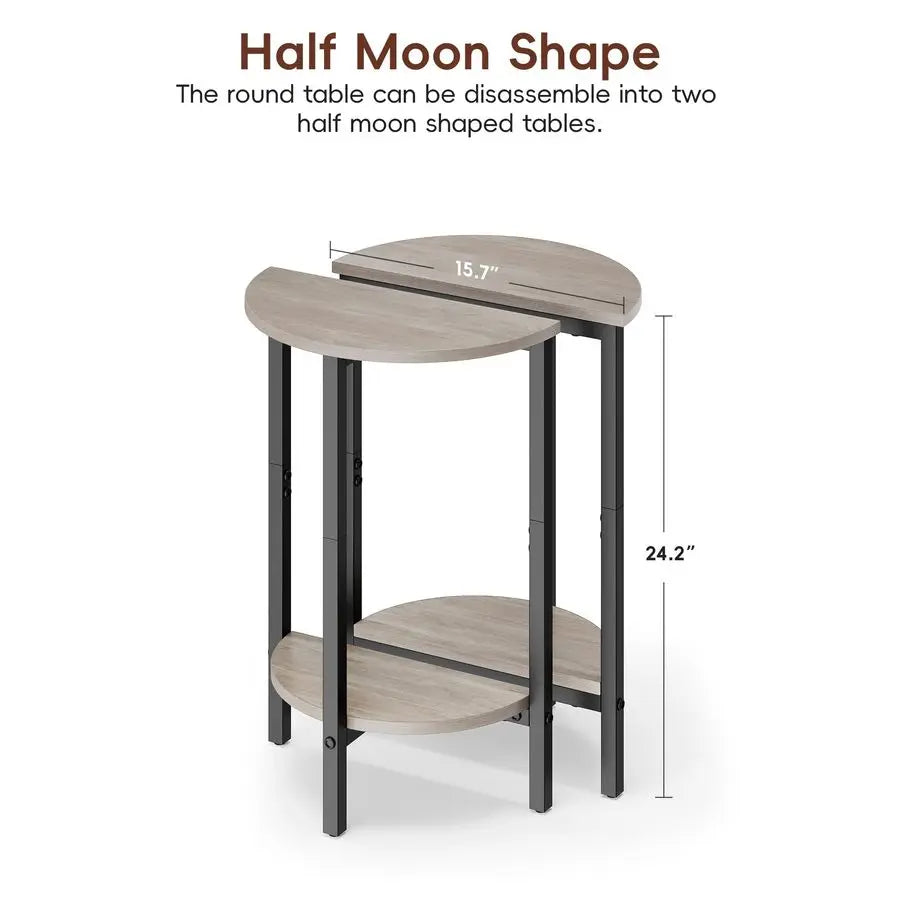 Small End Tables, set of 2 Half Round Side Table for Living Room, Small Round Coffee Table