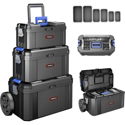 3 in 1 Rolling Toolbox with Wheels, 17/19/21 Inch for Garage Storage.