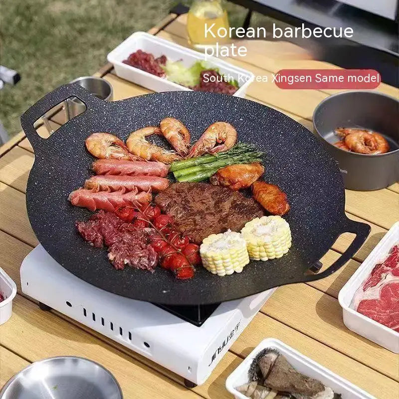 28-34CM Outdoor BBQ Grill Pan, Non-Stick Stovetop Baking Tray, Roasting Grill Plate.