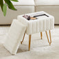 Faux Fur Living Room Hidden Storage Stools & Ottomans Padded with 4 Metal Legs Anti-Slip Adjustable Feet.