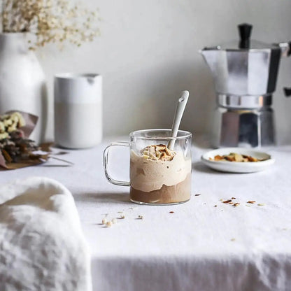 6-Piece Clear Borosilicate Glass Coffee Mugs Set, Dishwasher & Microwave Safe.