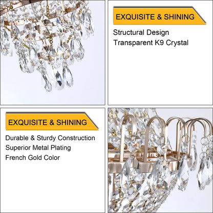 16.9" Luxury Retro Crystal Chandelier European Style Imperial Style Copper.