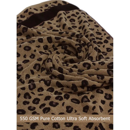 6 Piece Towel Set Animal Print Leopard Cheetah, 100 Cotton Jacquard 2 Bath Towel, 2 Hand Towel, 2 Washcloths.
