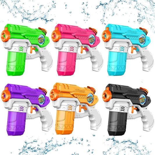 6-Pack Water Guns for Kids and Adults, Long Range Squirt Toys for Pool Fun