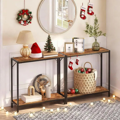 Table, 2Tier Entrance Table, Behind Sofa Table, Sturdy and Stable, for Living Room, Entryway, Foyer.