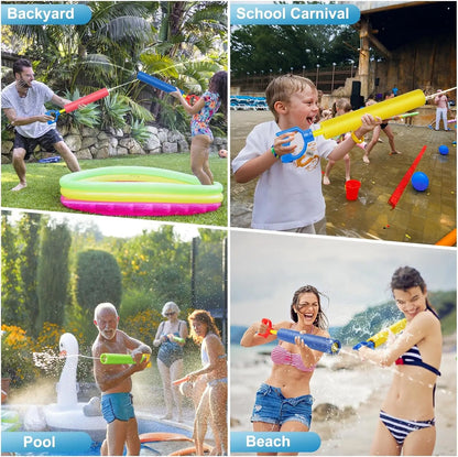 40ft Range Water Blaster Guns 6-Pack, Toys for Kids Adults Pool Beach Summer Fun