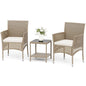 Outdoor 3 Piece Patio Furniture Set Wicker Chairs with Glass-top Coffee Table for Balcony, and Porch.