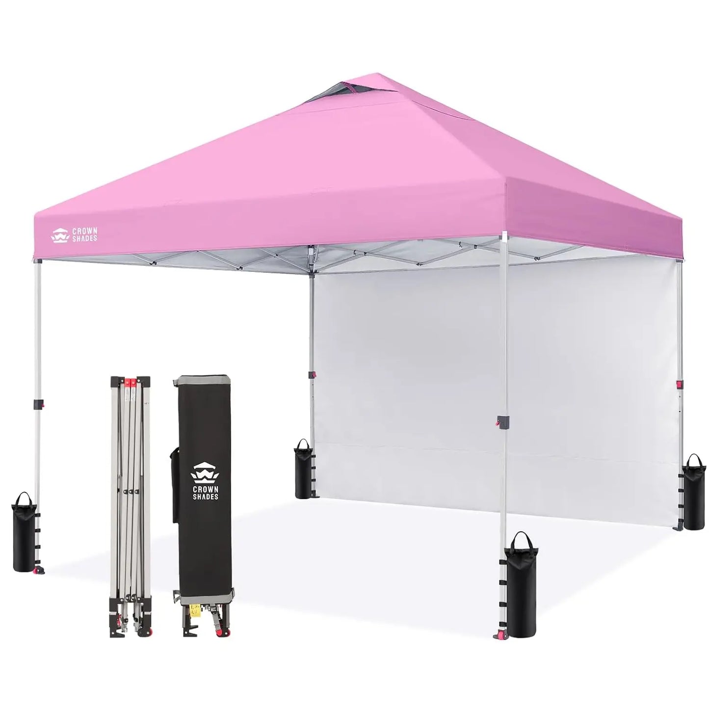 10x10 Pop Up Canopy with 1 Side Wall - Tent with One Push Setup - Outdoor Sun Shade for Events.