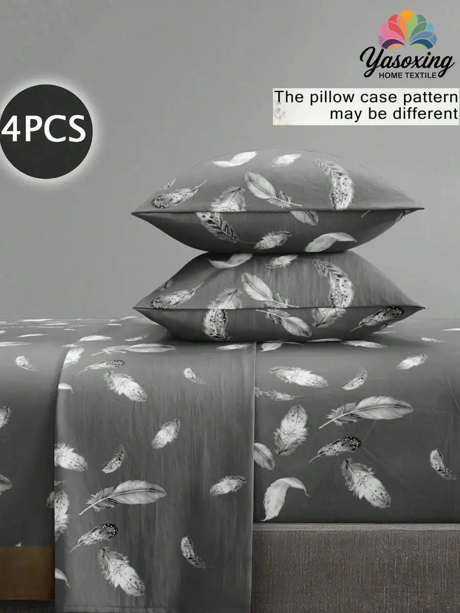 4PCS Zebra Print Bedding Set - Microfiber Sheet Set with Deep Pocket Fitted Sheet