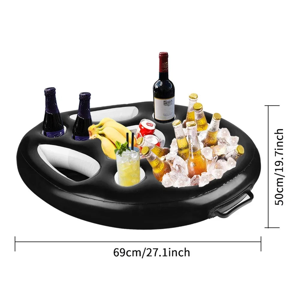 Swimming Pool Float Beer Table Cooler, Bar Tray Inflatable Cup Holder Phone Pad Swimming Pool Food Holder.